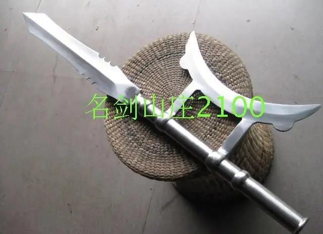 

S2523 THREE KINGDOMS GENERAL LU BU SINGLE LANCE AX AXE SPEAR FLAYER POLE ARM 79"