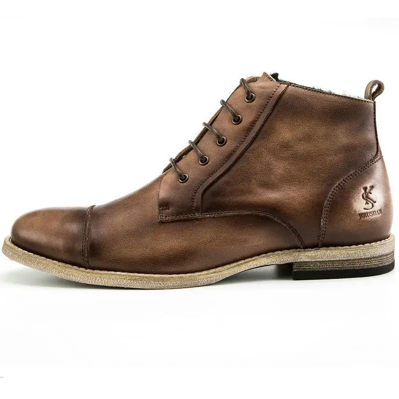 KRUSDAN/осенне-зимние мужские туфли ботинки на шнуровке из натуральной кожи и бархата винтажные мужские ботинки ручной работы