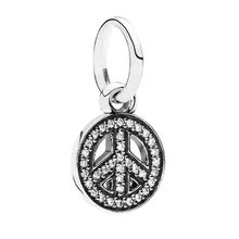 Pandora Peace Sign Charm And Get Free Shipping On Aliexpress Authentic 925 Sterling Silver Bead Charm Peace Sign Dangle With Crystal Pendant Beads Fit Pandora Bracelet