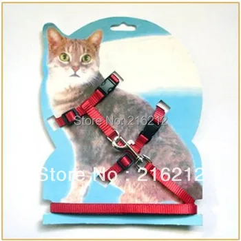 

Adjustable Pet Kitten Belt Nylon Collar Harness Clasp Leash Leash Halter, Red Black Color Optional