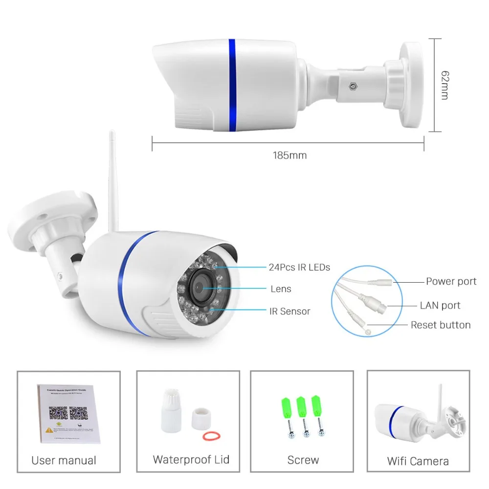 HD 1080P Wifi IP Camera Outdoor Wireless Home Security Camera Waterproof Audio Micro Bullet Camera CCTV Onvif Camera Camhi