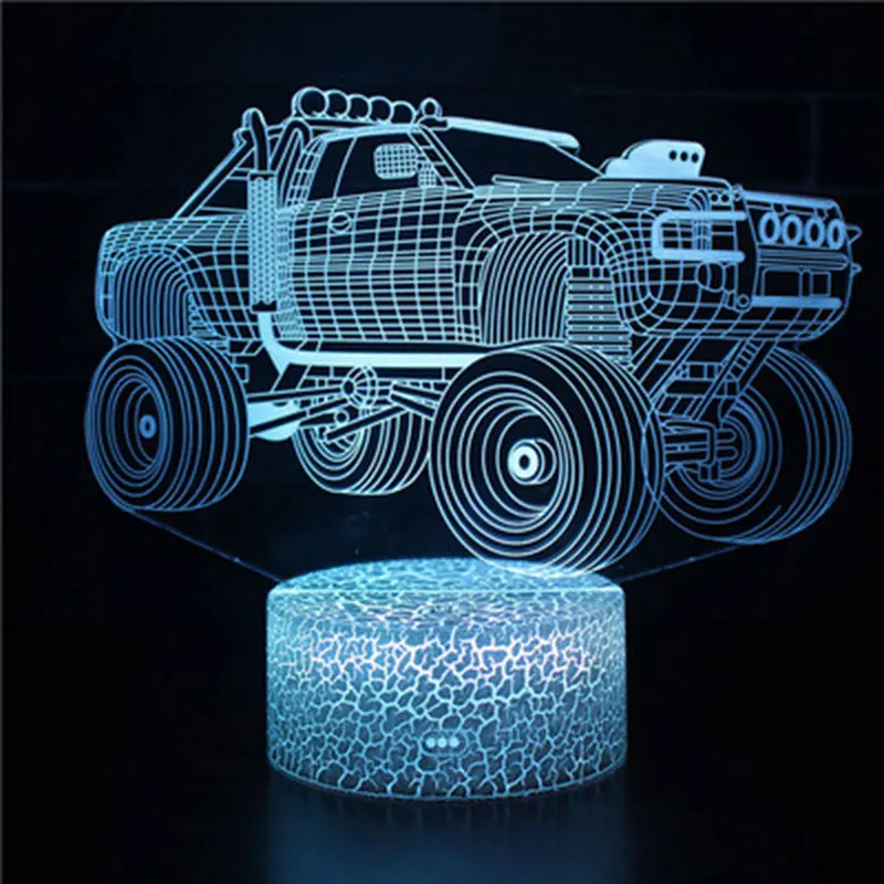 Горный автомобиль тема 3D светодиодный лампа светодиодный ночник 7 цветов Изменение сенсорного настроения лампа Рождественский подарок