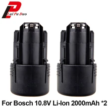 2 шт 10,8 v 2000mAh литий-ионная аккумуляторная батарея для Bosch BAT411 BAT412A BAT413A D-70745 GOP 10,8 V, PS20-2, PS40-2