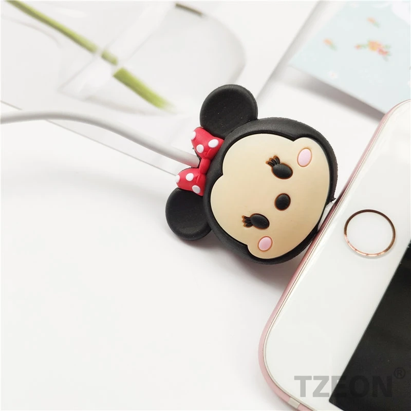 TSUM фигурный кабель протектор для IPhone Lightning type C Micro USB линия данных силиконовая бобина для samsung Xiaomi Huawei, OPPO - Цвет: Minnie