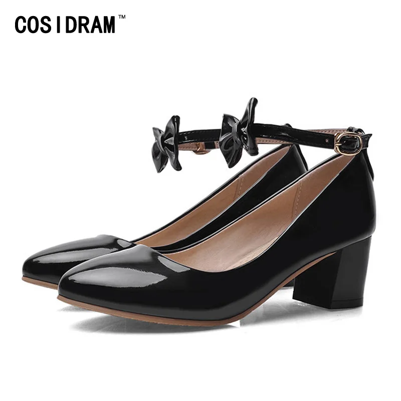 

Brand Designer Women Pumps New 2017 Summer Bowknot High Heels Buckle Patent Leather Pointed Toe Ladies Shoes Sweet SNE-834