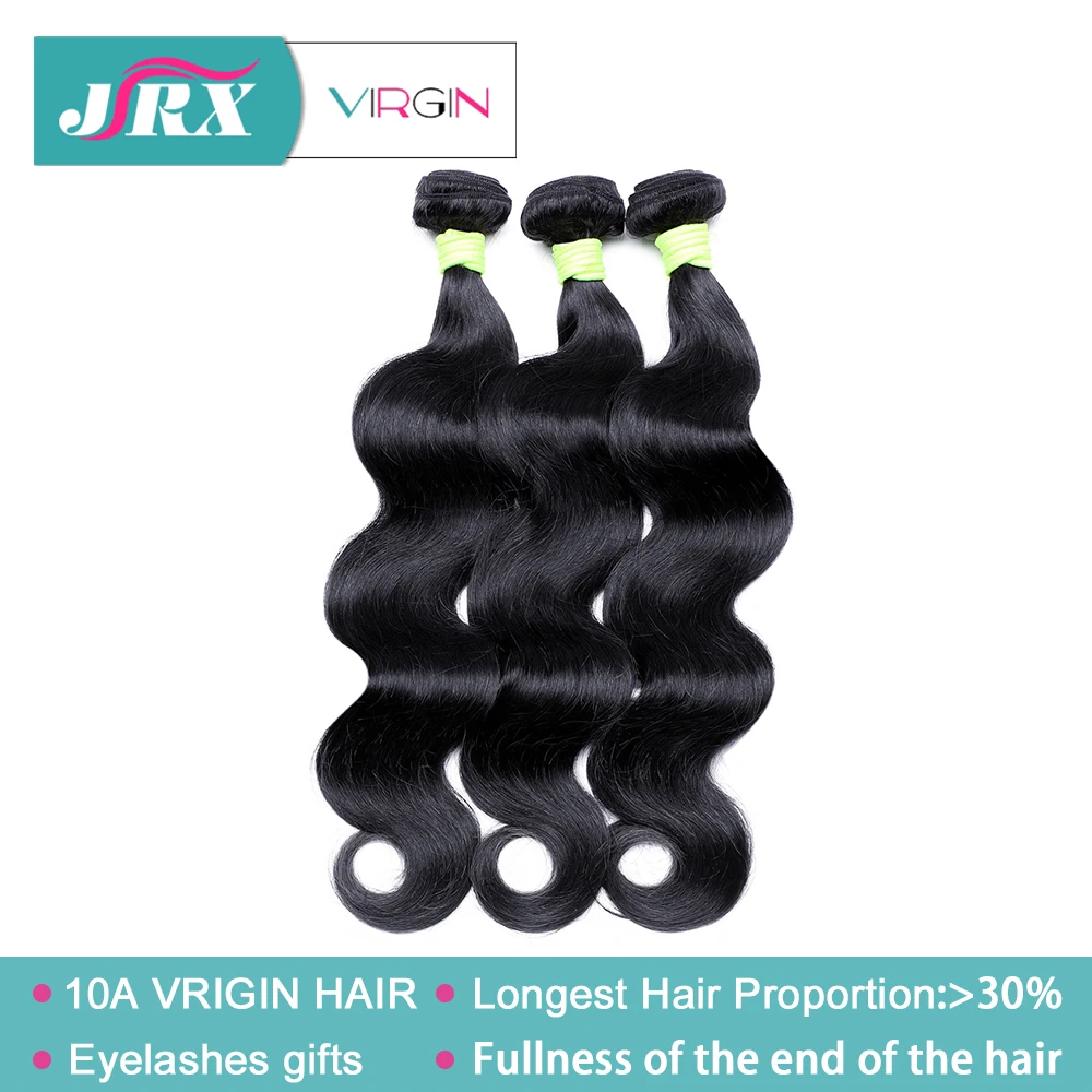 

JRX Hair 10A Raw Virgin Hair Body Wave Hair Bundles Unprocessed Brazilian Natural Color 10-40 inches Human Hair Weaving 1/3/4pcs