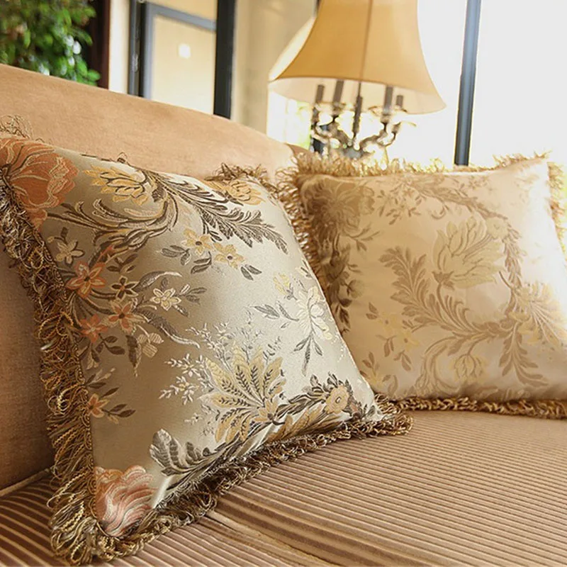 

1 Pc Recommend Europe Satin Jacquard Home Tassels luxury/Elegant/Home/Sofa/Car Decor Cushion/PillowCases,Coreless