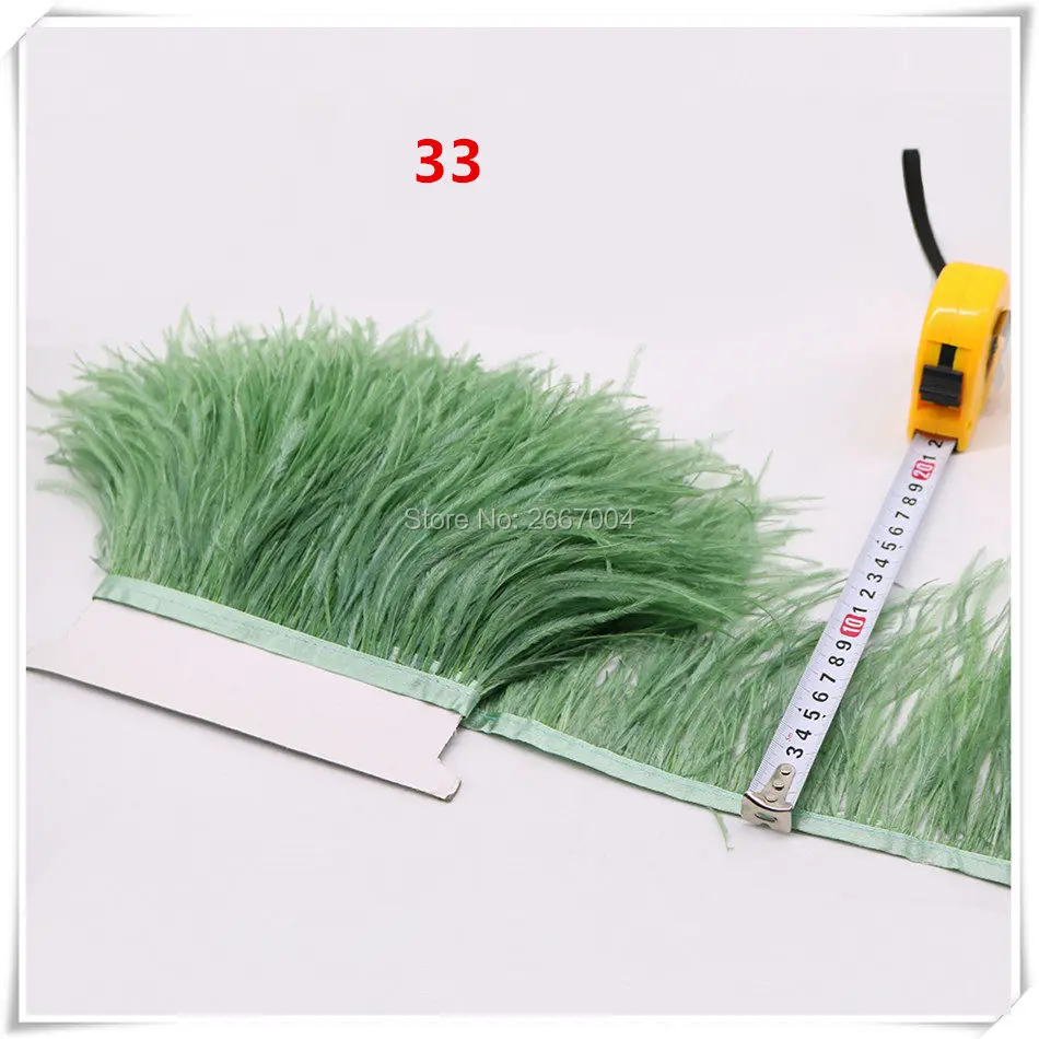 32 grass green ostrich feather fringe 5_