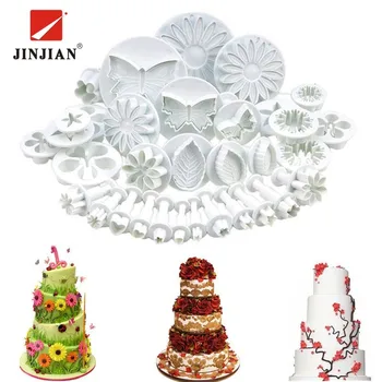 

JINJIAN 33Pcs/Set Fondant Cake Decorating Sugarcraft Plunger Cutter Tools Mold Cookies full set mold Embossed Mold