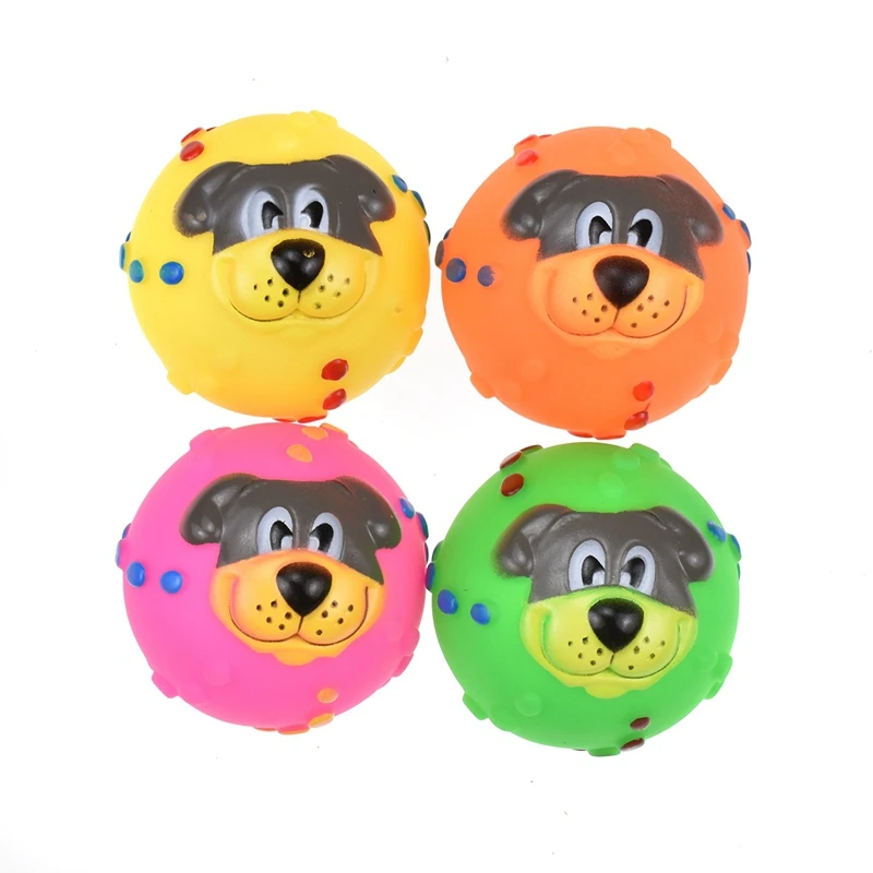

Silicone Squeaky Cartoon Ball Toys For Dogs 2019 Colorful Pet Toy Ball Throwing Training Dog Molar Tooth Cleaning Toys
