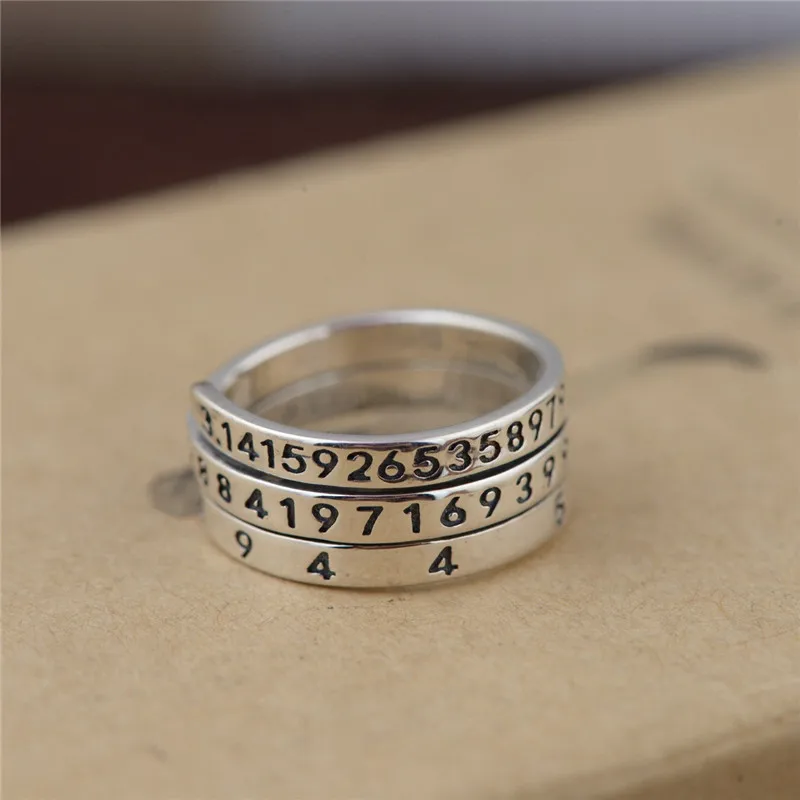 

BESTLYBUY 100% Real 925 Sterling Silver Jewelry Retro Style Digital ring for Men Women Party Jewelry Bijoux Free Shipping