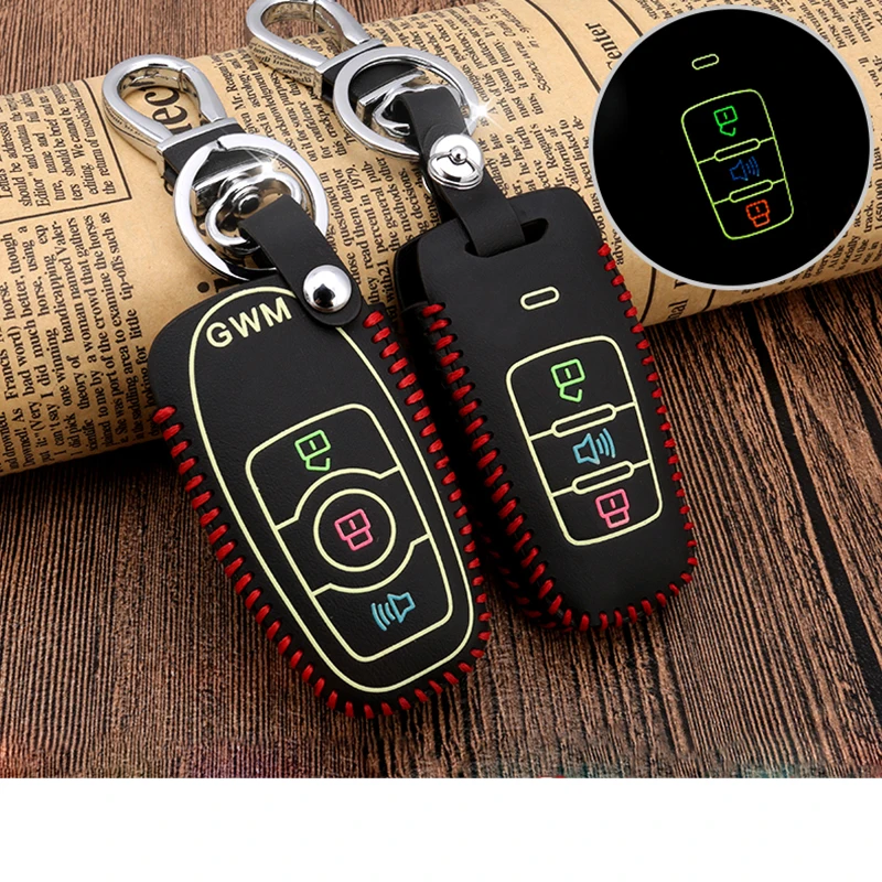 Real Leather Car Key Covers Luminous Key Case Holder Car Accessories for Haval H6 H5 H3 H2 H9 M4