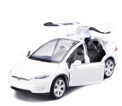 Tesla модель X S металлический литой автомобиль литой под давлением игрушечный автомобиль с откидной спинкой мигающий музыкальный подарок 1:32 игрушечный автомобиль для детей Подарки - Цвет: Белый