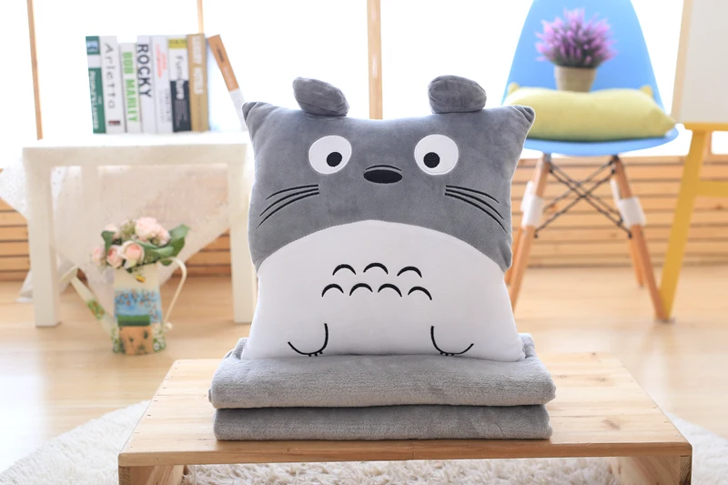 Плюшевая подушка Totoro, многофункциональная, 3 в 1, подушка Totoro, ручная теплая подушка, подушка для малышей, детское одеяло, мягкая аниме фигурка, игрушка