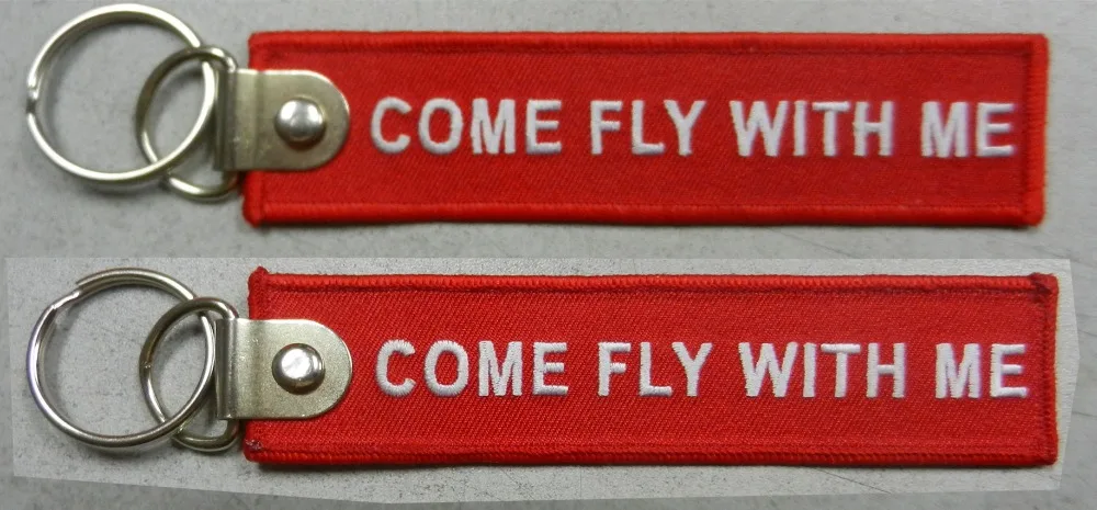 

Come Fly With Me Embroidered Tag Keychains