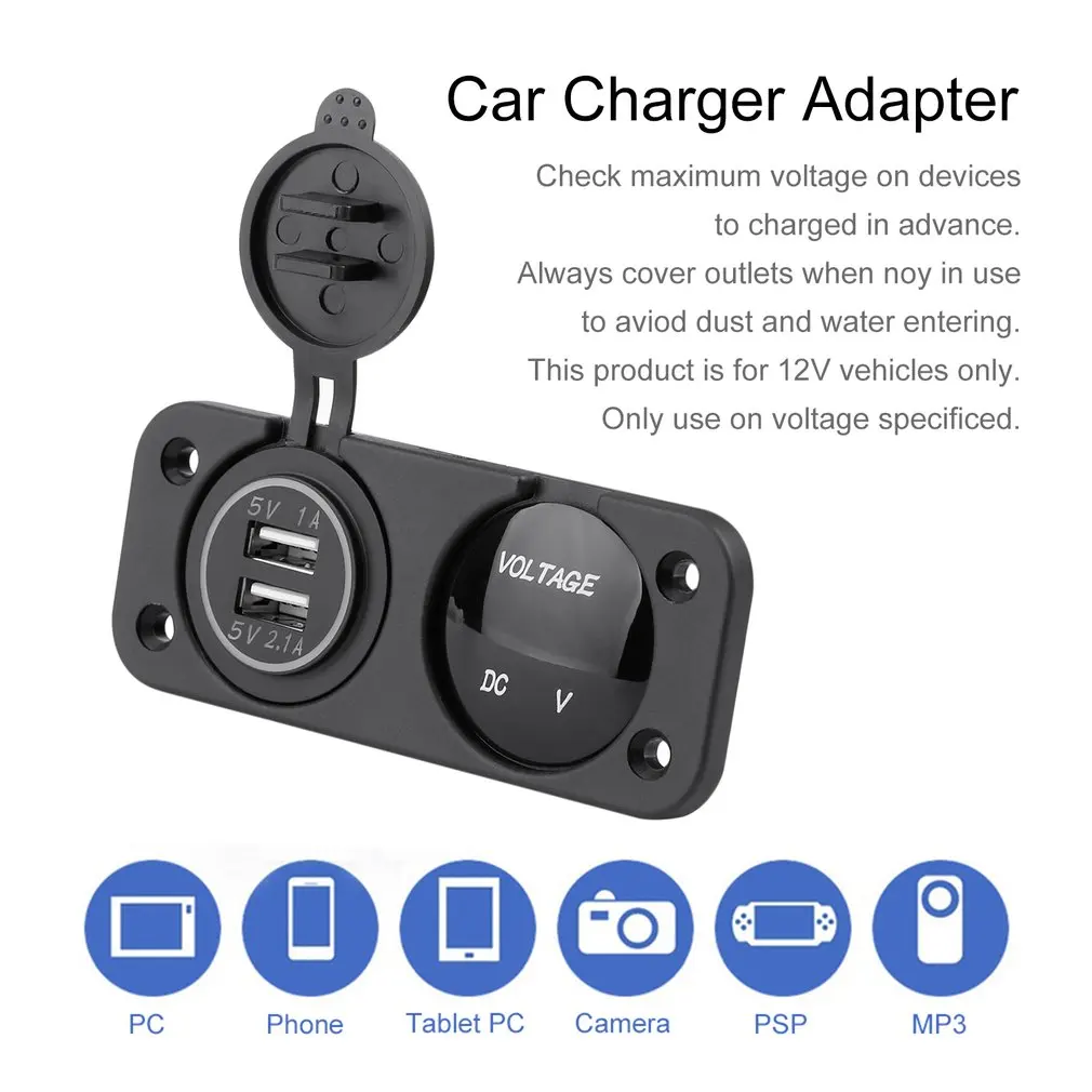 12-24 в двойной USB разъем автомобильное зарядное устройство адаптер синий светодиодный цифровой дисплей Вольтметр 2 отверстия водонепроницаемый автомобиль Лодка морская панель