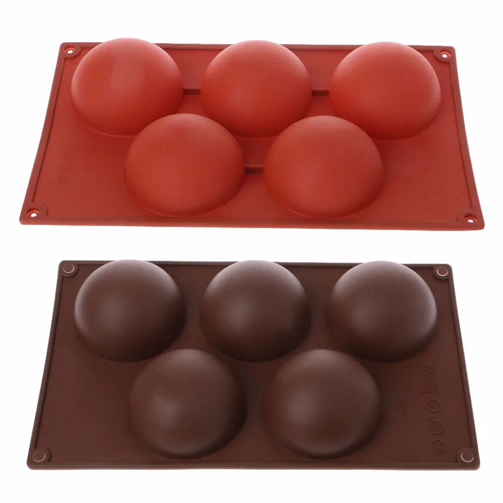 5 Cavities Half Circle Silicone Chocolate Mould Desserts Ice Cream Cake