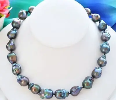 

Free shipping hot sale Women Bridal Wedding Jewelry >> 15-16mm natural Australian south sea black red blue pearl necklace 18
