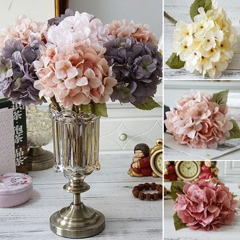 Artificial Silk hydrangea flowers diy gifts wedding christmas decor for home fake flowers plastic household products Rattan