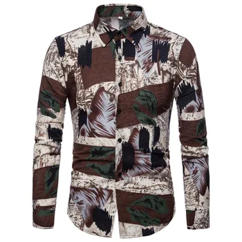 

Men's Stylish Vintage Floral Shirt 2018 Spring Autumn New Long Sleeve Shirt Men Plus Size Casual Floral Shirts Men Chemise Homme