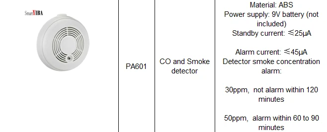 Yobang безопасности батарея работает независимых Co детектор угарного газа дым Огонь Датчик утечки газа Предупреждение