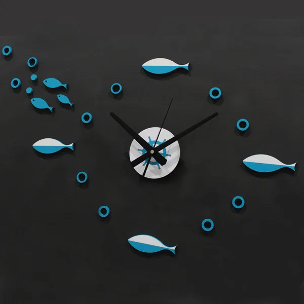 Mediterranean fish Nordic pastoral style DIY fun watch stereo combination wall clock CL025 | Дом и сад