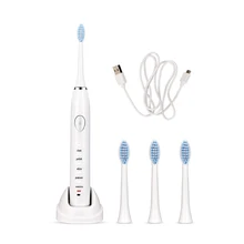 5 режимов AZ-08 звуковая электрическая зубная щетка для взрослых USB перезаряжаемая ультра звуковая зубная щетка с 4 головками отбеливание зубов очиститель полости рта