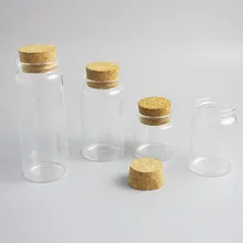 12 x пустых 50 мл 80 мл 100 мл 150 мл большая стеклянная бутыль с деревянная пробка 5 унций Пустые пробивные стеклянные банки дисплей контейнеры
