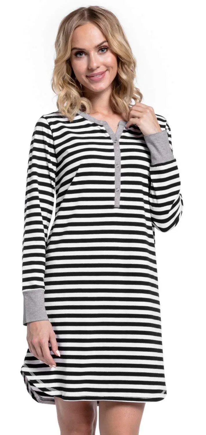 Striped Maternity Robe Pregnant Long Sleeve Labor Delivery Nursing Hospital Gowns Nursing Nightgown for Breastfeeding Sleepwear