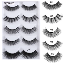 5 пар Мультипак 3D Мягкие норковые накладные ресницы, пушистые длинные ресницы, натуральный макияж для глаз, искусственные ресницы, инструмент для наращивания
