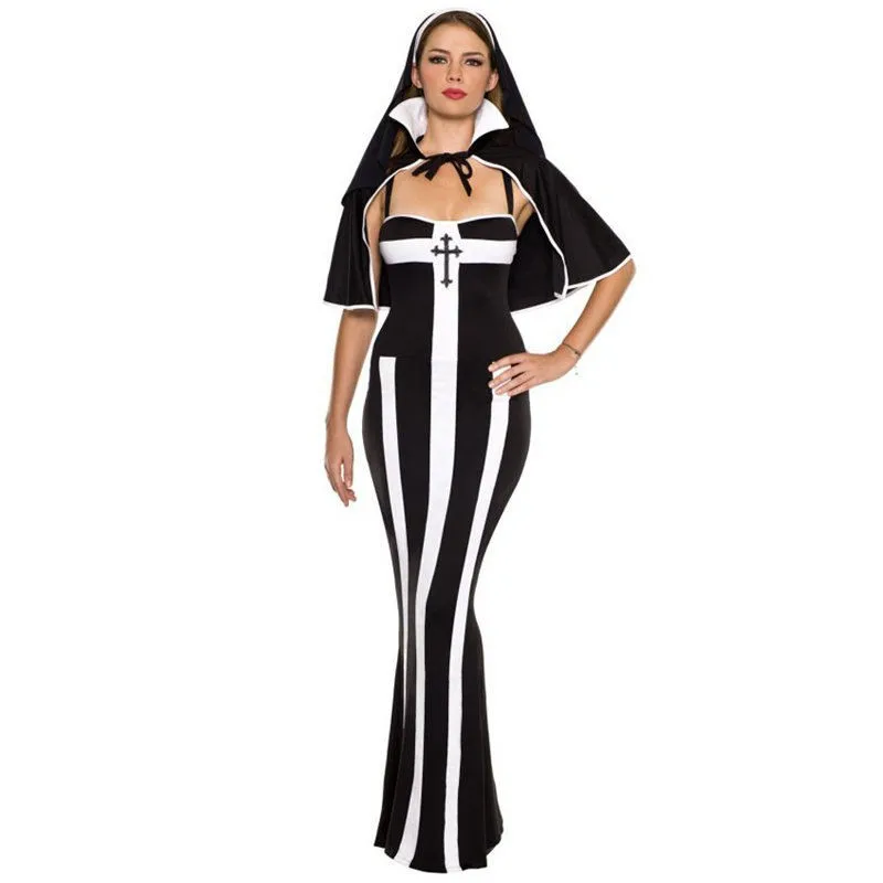 

Sexy Women Crazy Arabia Nun Halloween Cosplay Costumes Erotic Deluxe Nun Movie Costume Adult Fancy Dress Sister Party Outfit