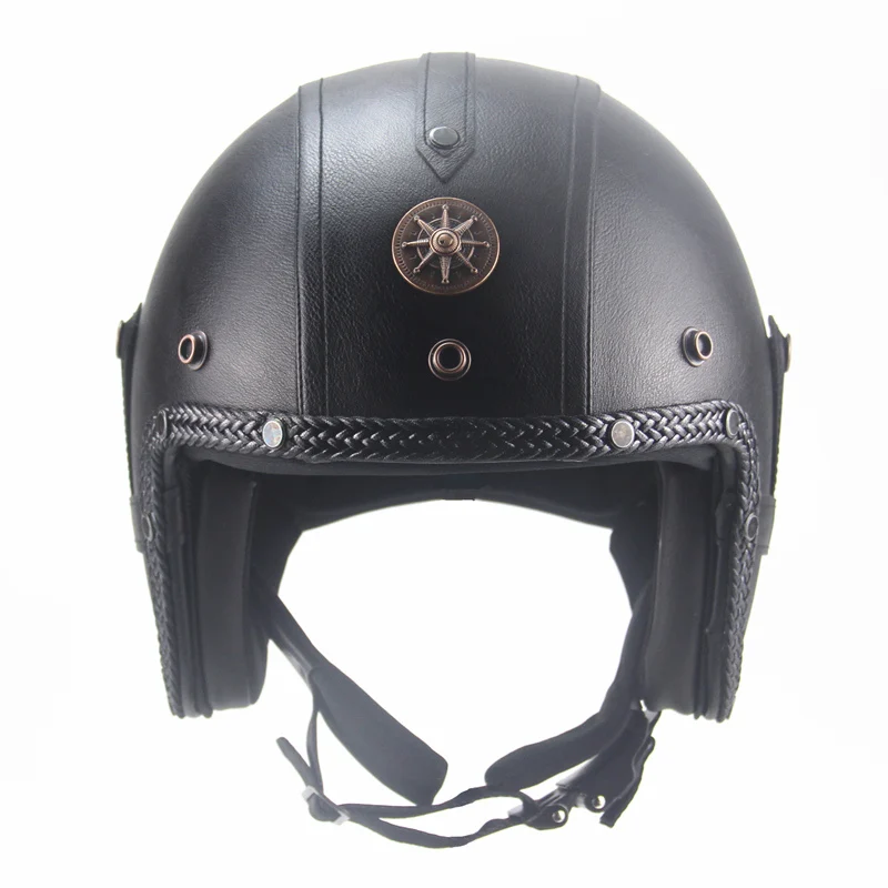 Fang Shan PU Leather Helmet 3//4 Motorcycle Chopper Bicycle Helmet Vintage Motorcycle Helmet and Goggles Mask