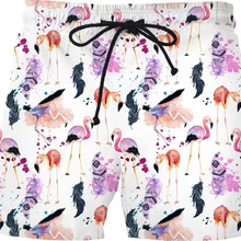 Мужские хипстерские летние быстросохнущие пляжные шорты 3D акварельные Фламинго купальные шорты печатные пляжные шорты с карманами
