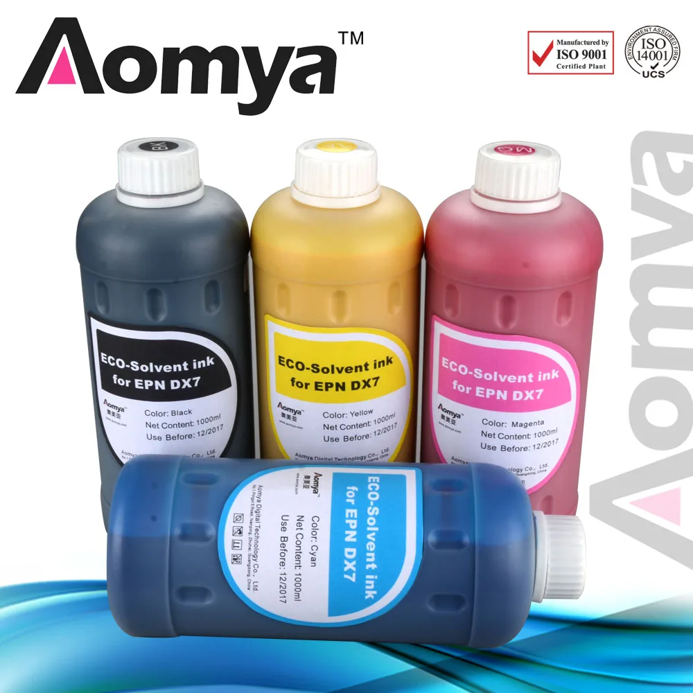 Aomya 8pcs set 500ML Eco Solvent Ink for EPSON Printer Head DX5 DX7 BK CY MG