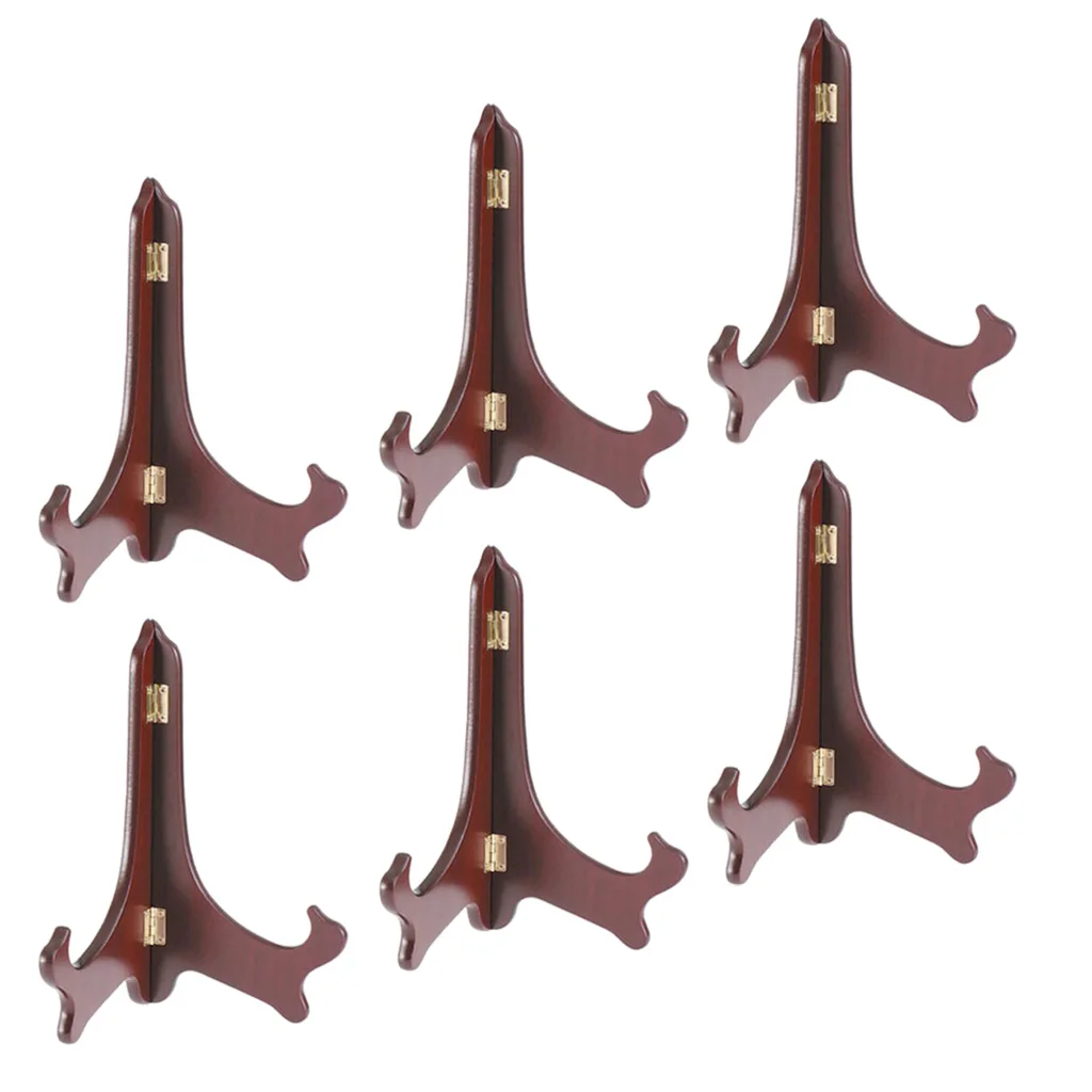 6pcs 6 inch Wooden Easel Wood Wedding Table Photo Card Stand Plate Display Holder For Party Decoration