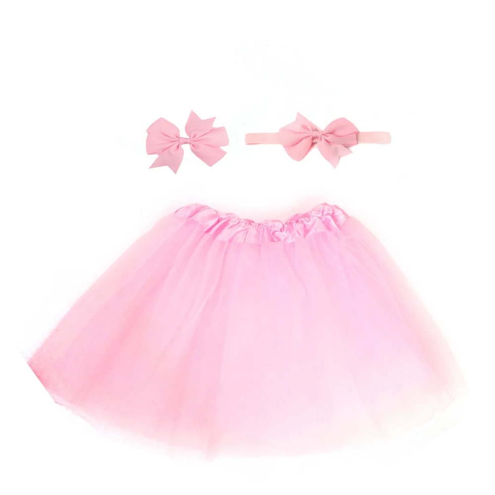 Милая юбка-пачка для новорожденных девочек и повязки на волосы для фотографирования, костюм для малышей, детская одежда, короткая Пышная юбка для малышей, Bebe - Цвет: Розовый