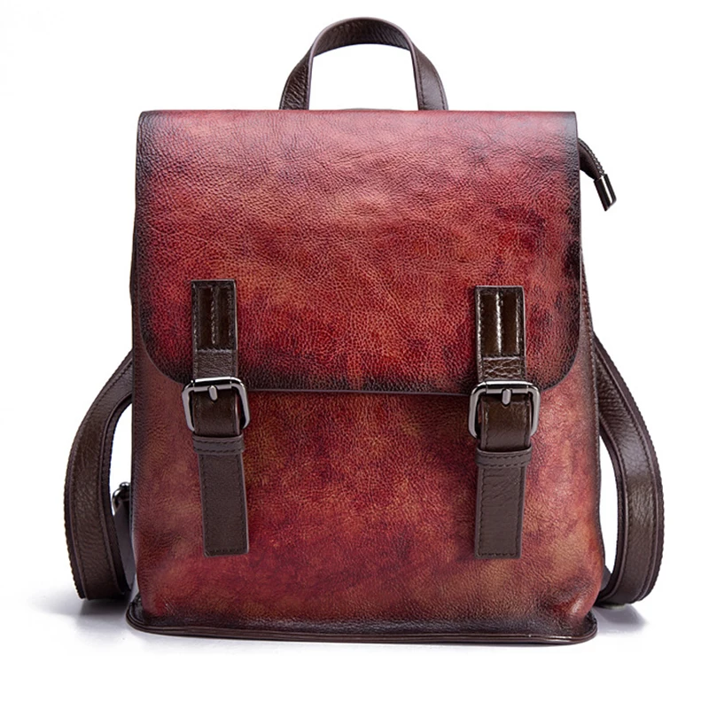 red multicolor Sac Femmes Cuir Mode Voyage Yellow Qualité De L'école Vraie Haute Élèves Vache Peau green Dos À Rétro Véritable SHxd5wTnx