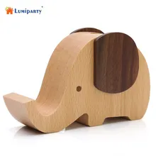 LumiParty 2 In 1 Universal Wooden Phone Stand Holder Cute Elephant Wind Up Music Box Home Desktop Decor 9.5*8*4cm -15