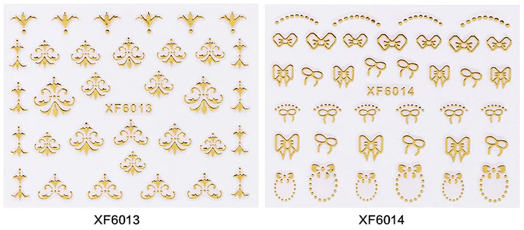DIY 3D золотые наклейки Дизайн ногтей Декорации для ногтей наклейки украшения DIY Искусство золотые полосы цветок маникюр
