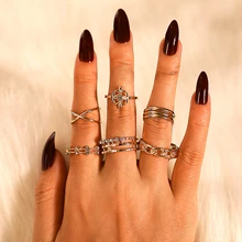 8 pieces / set of rings for women simple design rhinestone ring set rhinestone wave ring geometric ring set ornament gift 8 pieces / set of rings for women simple design rhinestone ring set rhinestone wave ring geometric ring set ornament gift