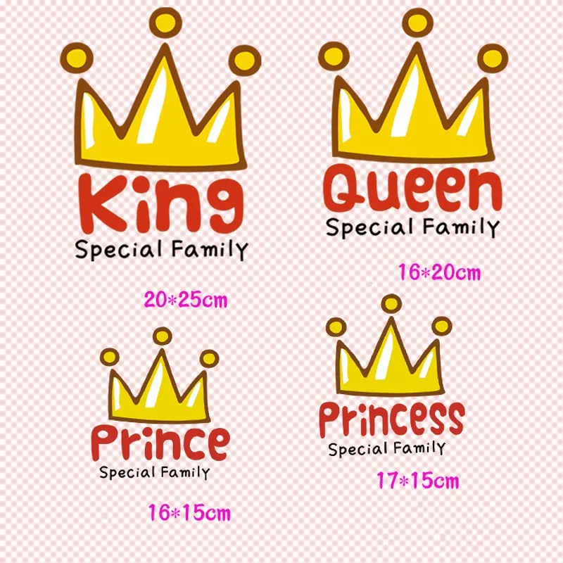 

New Crown Family Iron On Stickers Washable Appliques A-level Patches Heat Transfer For DIY T-shirt Accessory Clothes Jeans