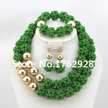 Красивый 2 ряда хрустальных бусин ювелирный набор свадебный комплект ювелирных изделий для невесты Африканское ожерелье из бусин набор