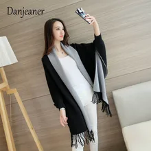 Бренд Danjeaner, двухсторонний плотный шерстяной длинный кардиган с кисточками, зимнее пальто для женщин, Ретро стиль, вязаный шаль, свитер, джемперы, Pull Femme