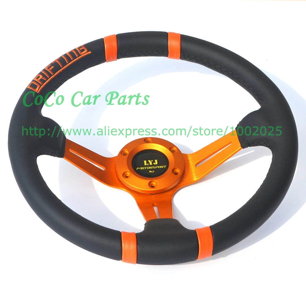 350mm Gold Spoke LYJ Deep Dish Drifting Car Steering Wheel | Автомобили и мотоциклы