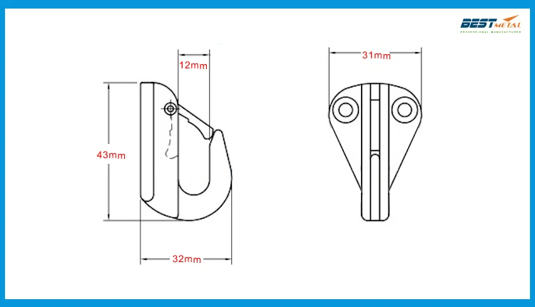 43 мм нержавеющая сталь 316 крыло пружинный крюк оснастка Fending крюк прикрепить веревку лодка парус буксир корабль судовое оборудование