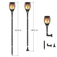 55 дюймов светодиодный водонепроницаемый мерцающее пламя солнечный светильник садовая лампа Наружное украшение Ландшафтная лампа для газона дорожное освещение