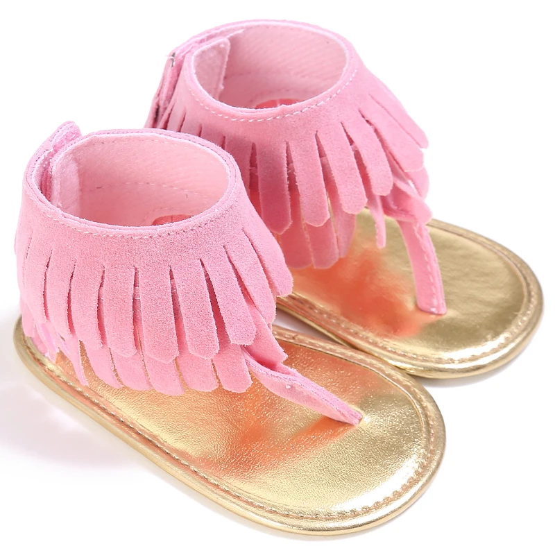 Сандалии с кисточками для маленьких девочек; нескользящие сандалии на мягкой подошве; летние сандалии для маленьких девочек; цвет розовый, коричневый, черный, розовый, красный
