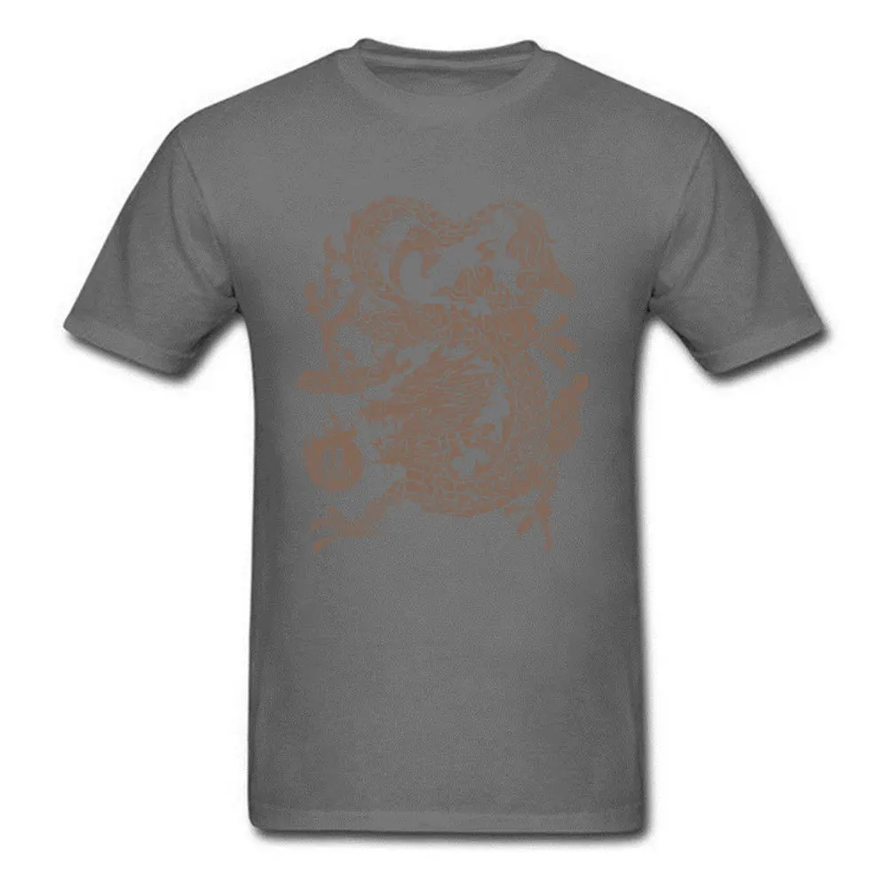 Printed On 100% Cotton T-shirts for Men Short Sleeve Casual Tops Shirts Special Labor Day Crew Neck T Shirt Casual Chinese Dragon Eat The Sun (Gold) carbon