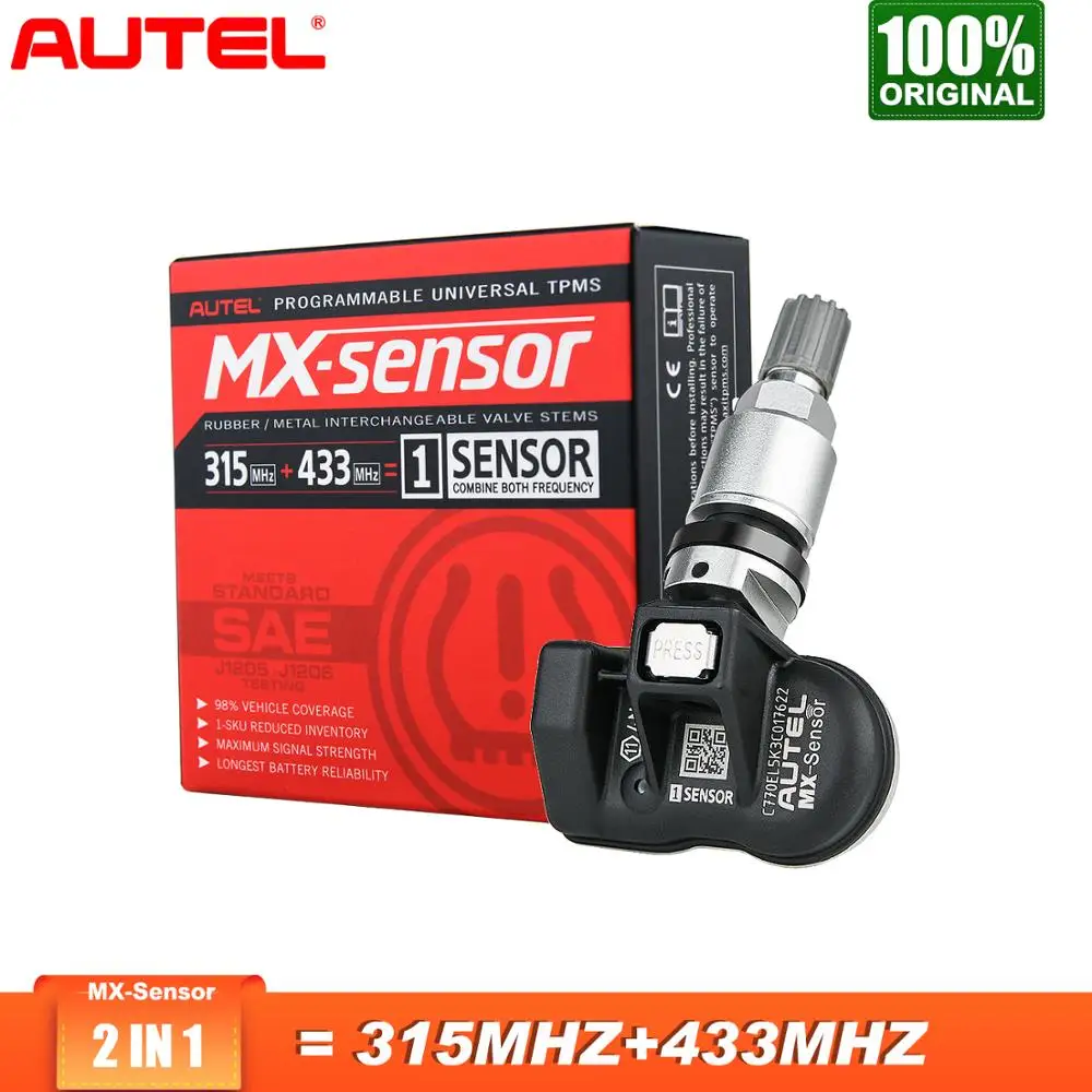 Autel TPMS сенсор mx-сенсор 2 в 1 Инструменты для ремонта шин TPMS сенсор Поддержка программирование с TS501 TS508 равный 433 МГц+ 315 МГц