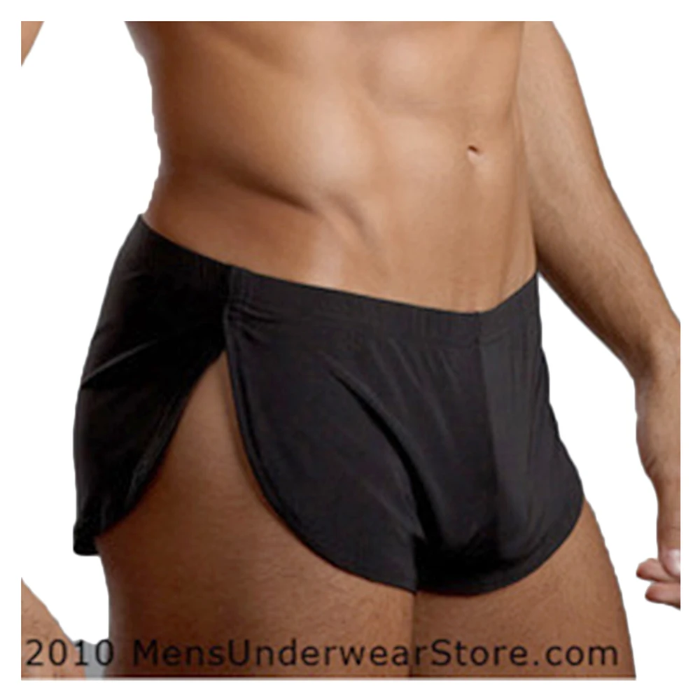 

Solid Side Split Gay Underwear Shorts Panties Men's Boxer Shorts Pajamas Underpants Trunk Sexy Cueca Homme Fashion Sleepwear